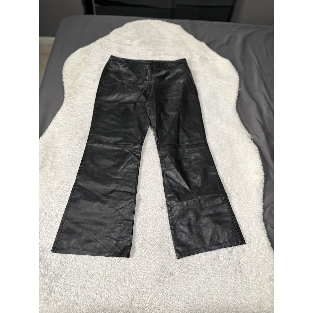 VS2 Womens Black Leather Y2K Vintage Bootcut‎ Pants Size 10P 30x28 Pockets